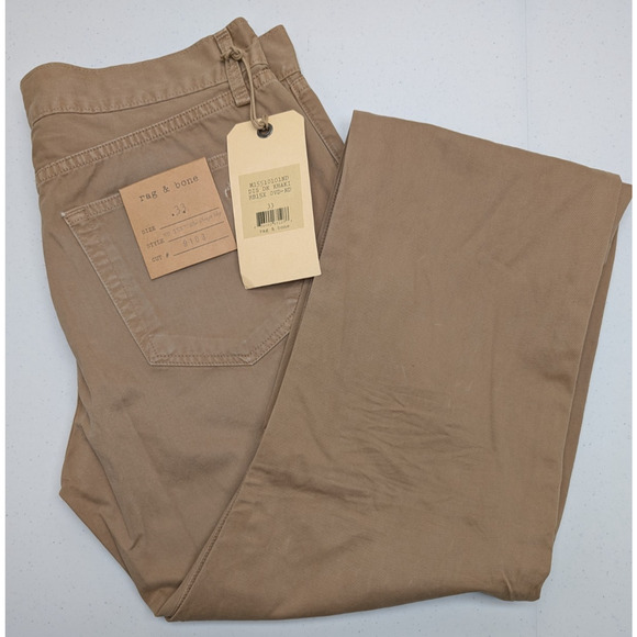 Rag & Bone Standard Issue Chino Pants Size 33 Dark Khaki Tailored NWT RB15X